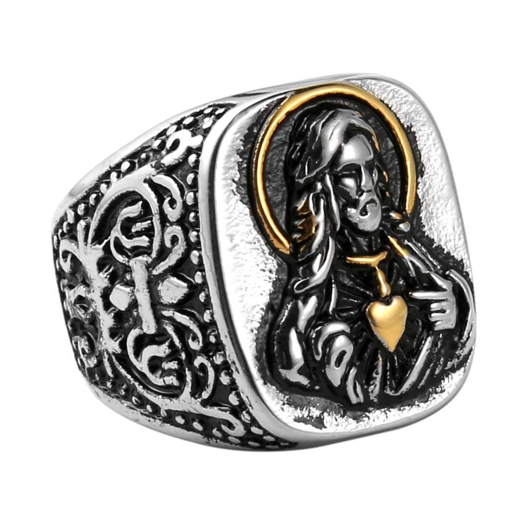 Vintage Jesus Blessing Christian Stainless Steel Rings