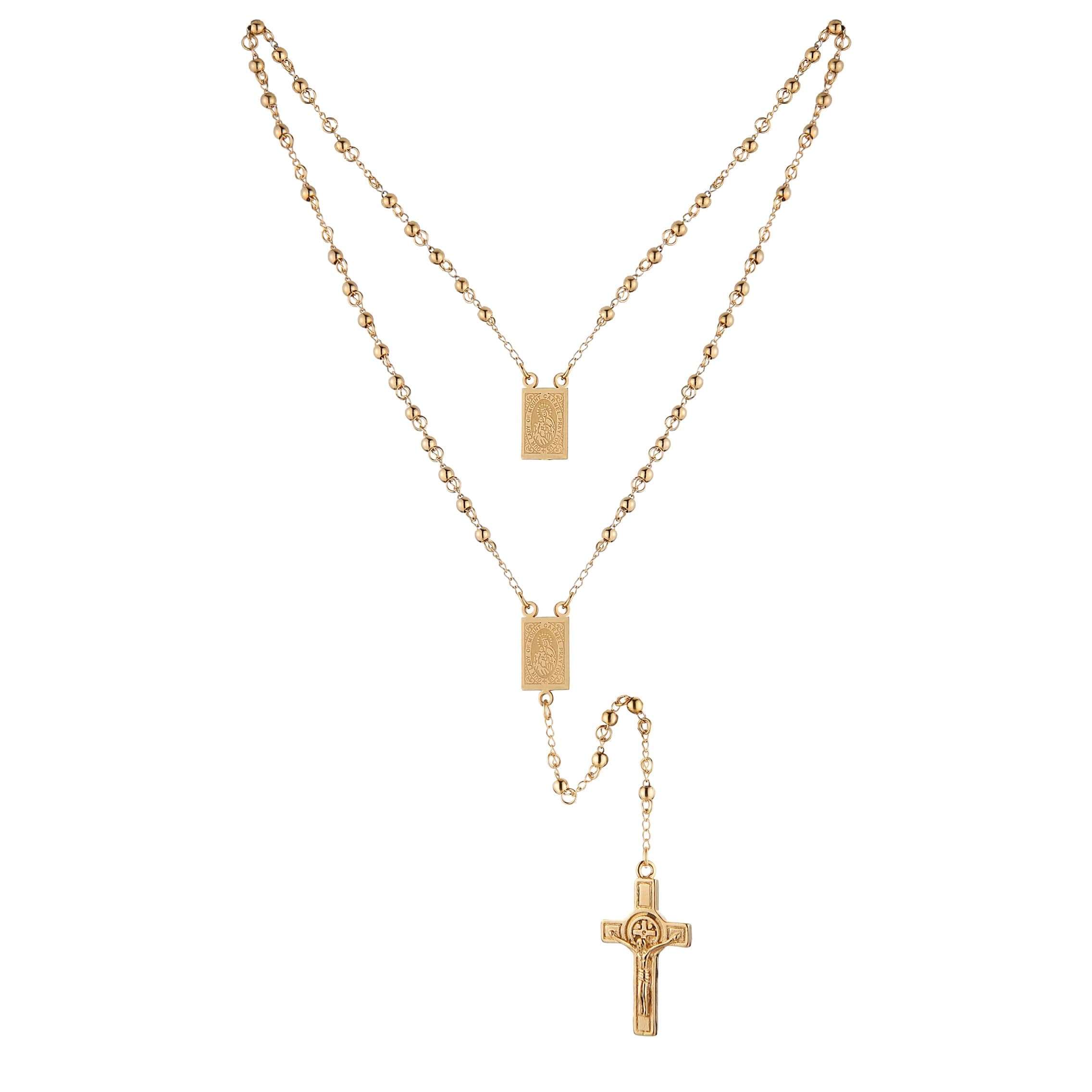 HZMAN Women's Stainless Steel Rosary Cross Necklace