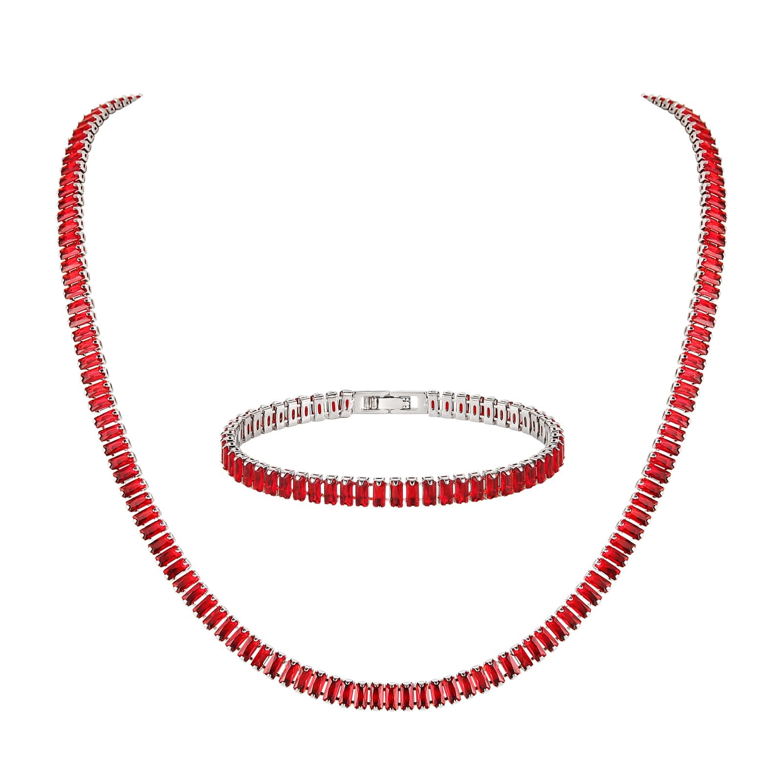 Crystal Necklace Bracelet Jewelry Set for Women Girl
