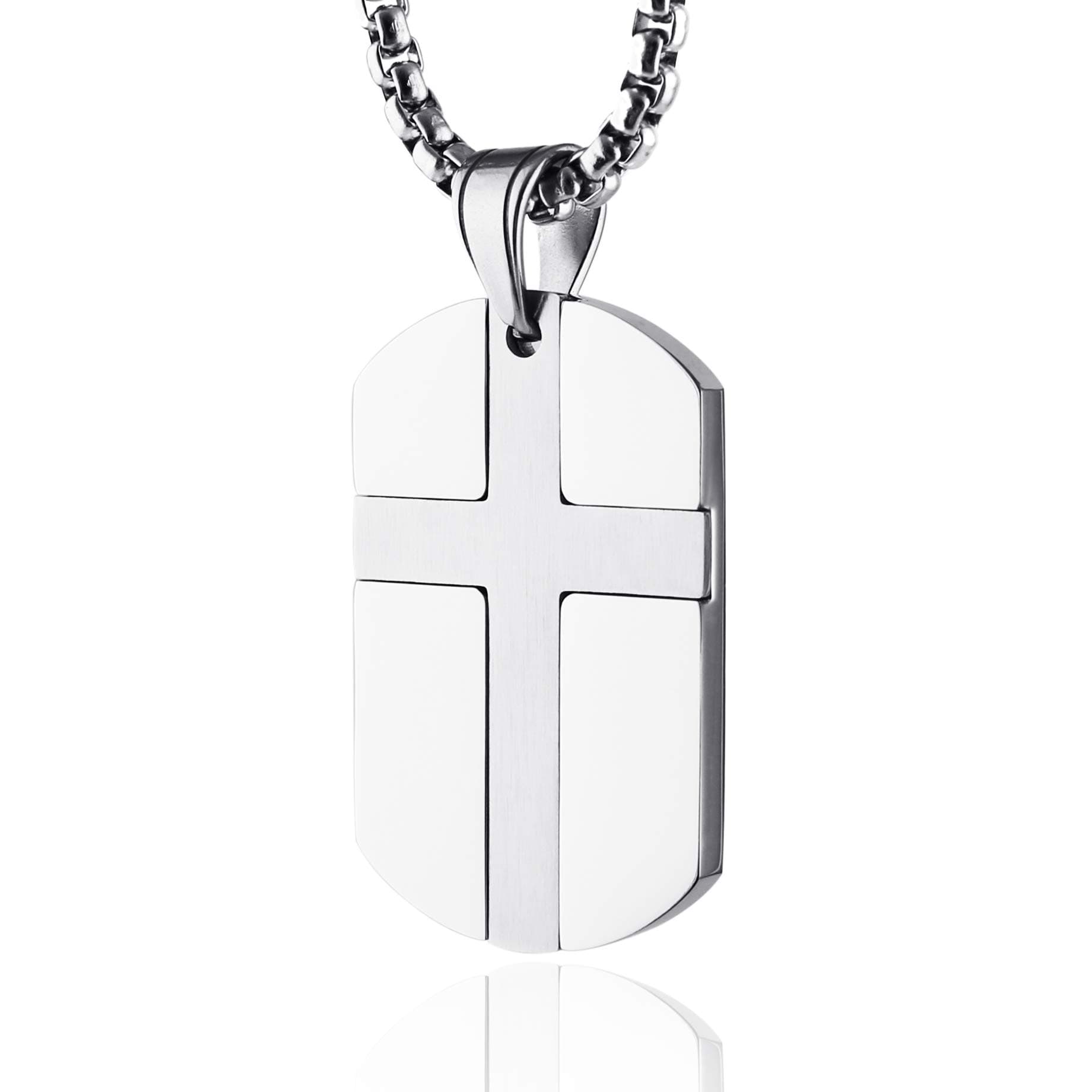 Stainless Steel Cross Necklace with Isaiah 41:10 Bible Verse