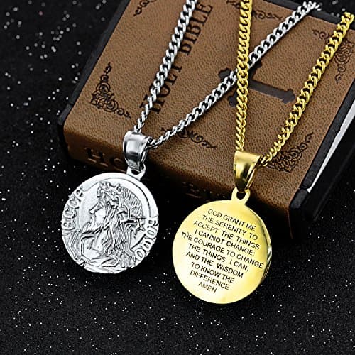 Goldtone Jesus Bible Verse Necklace for Men