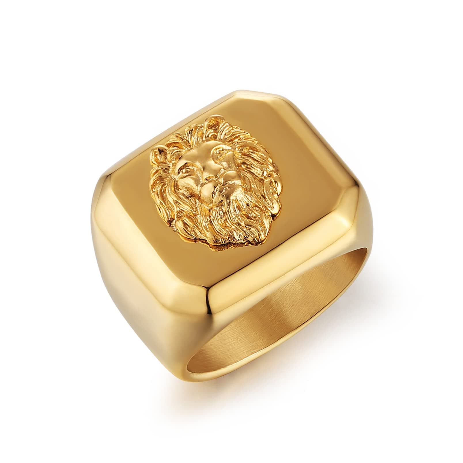 HZMAN Gold Lion Head Ring