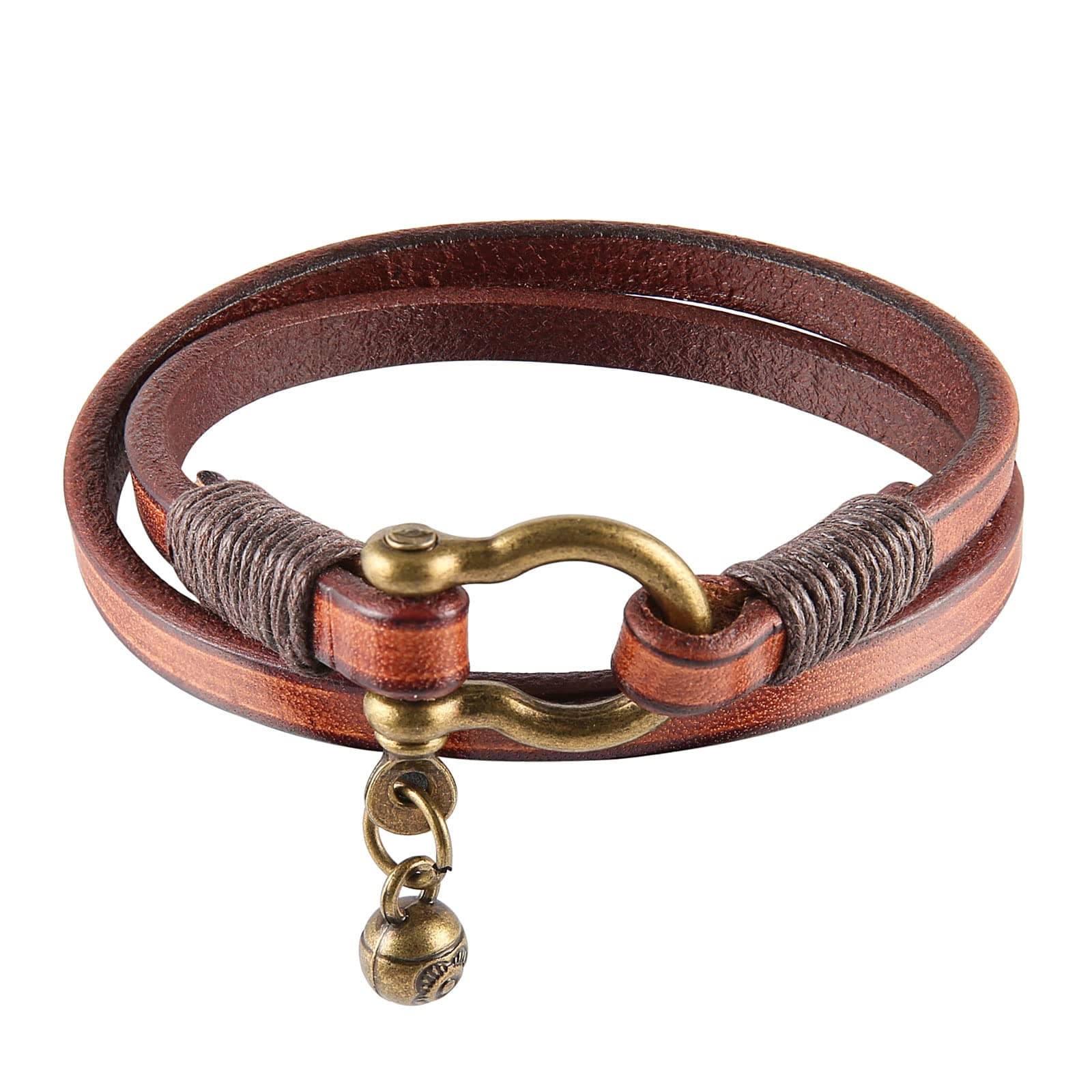 Handmade Leather Cuff Bracelet for Women with Small Bells