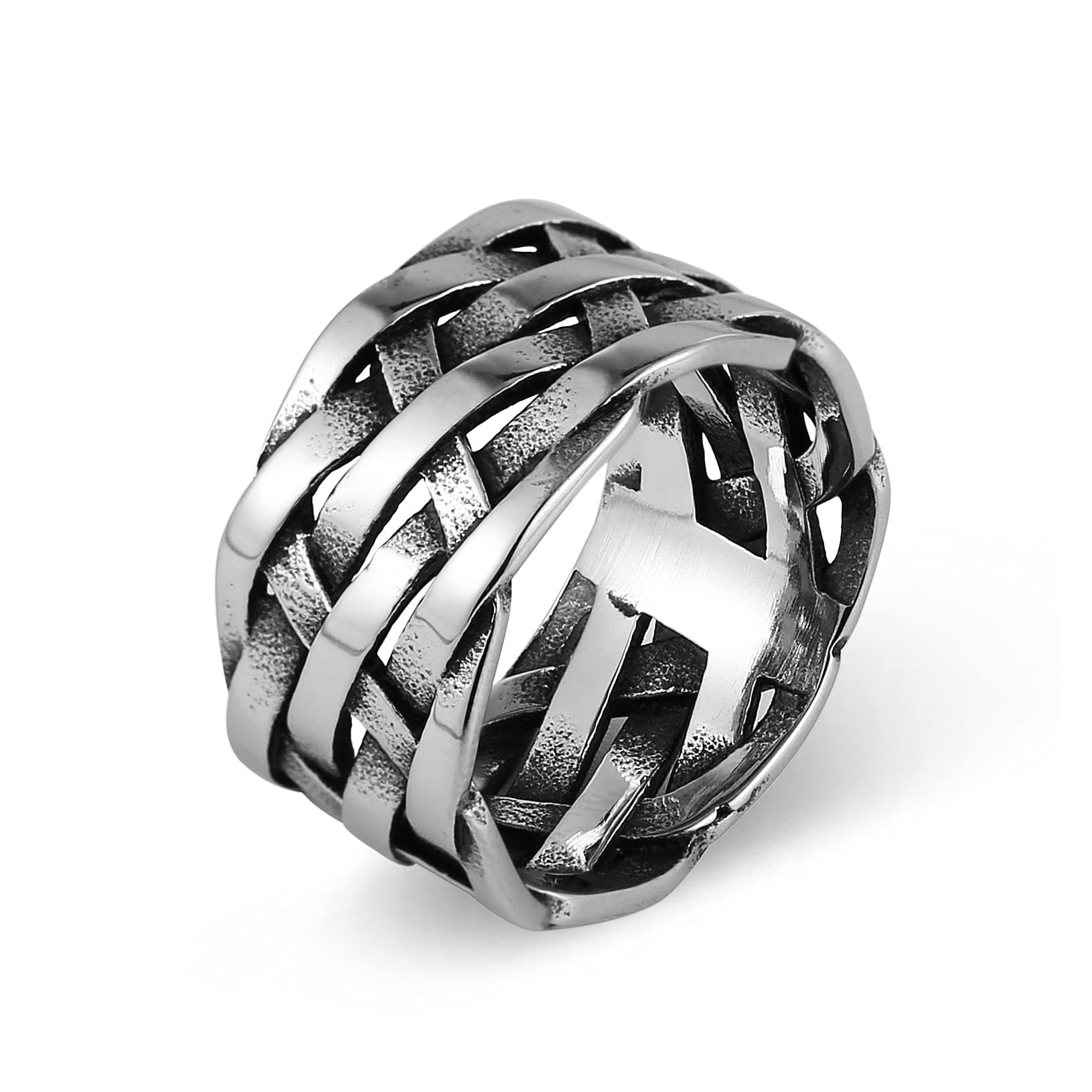 Stainless Steel Woven Plaited Braided Ring for Men and Women