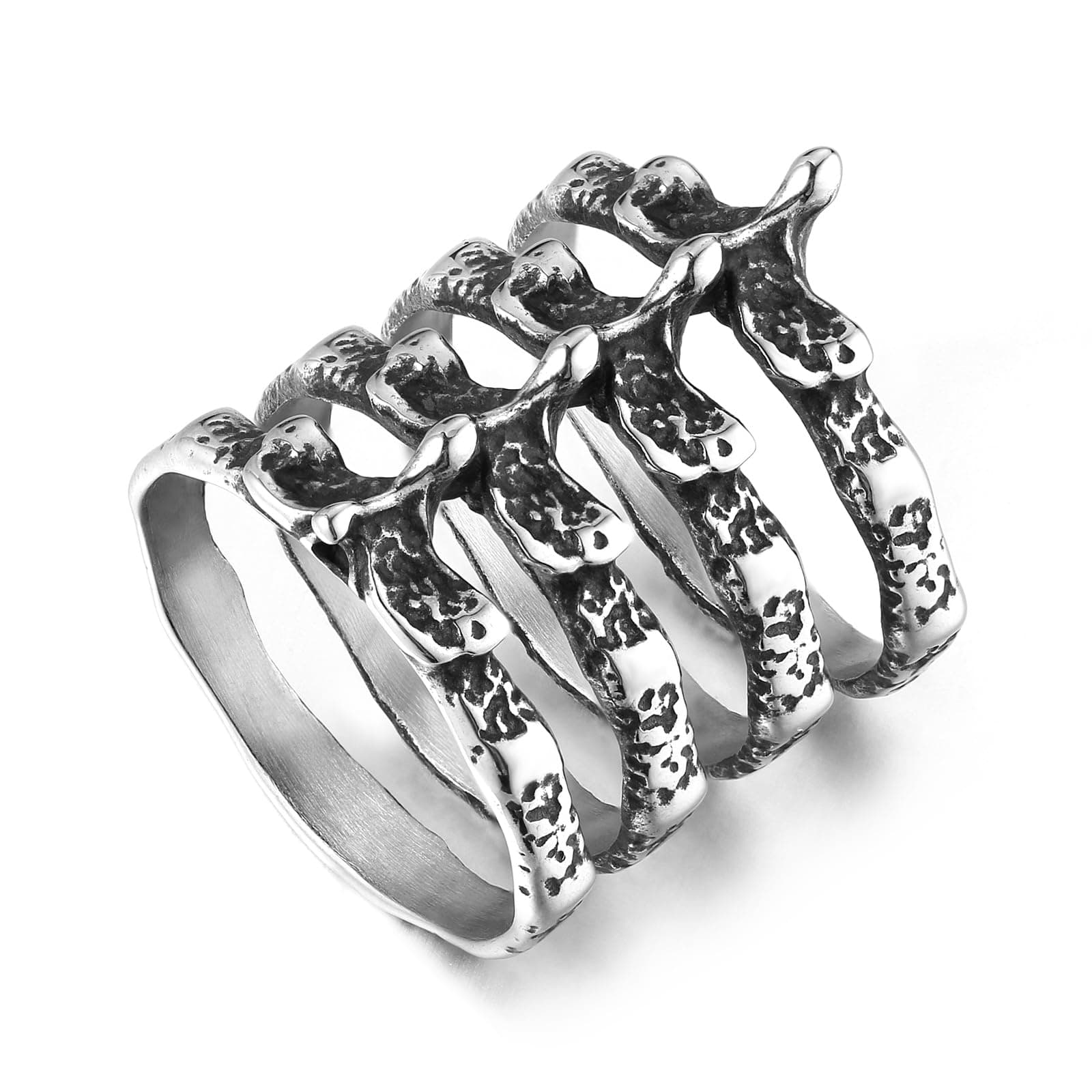 Gothic Punk Spine Skeleton Steel Ring for Biker Men and Women - HZMAN