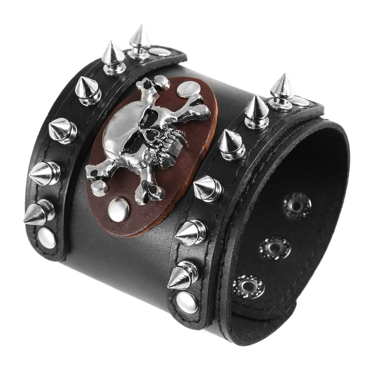 Metal Rivet Skull Leather Bracelet