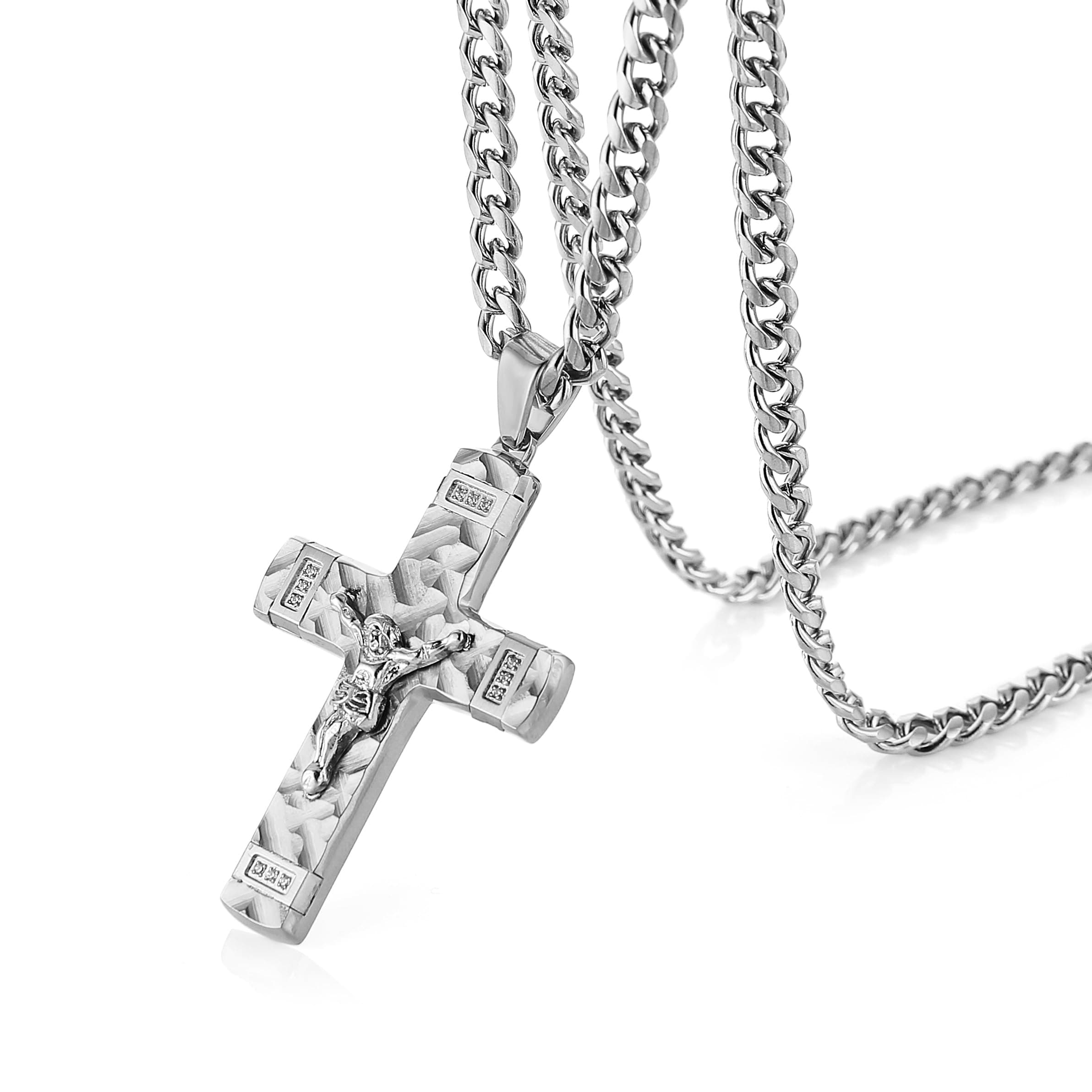 Stainless Steel Crucifix Cross Necklace for Men and Boys