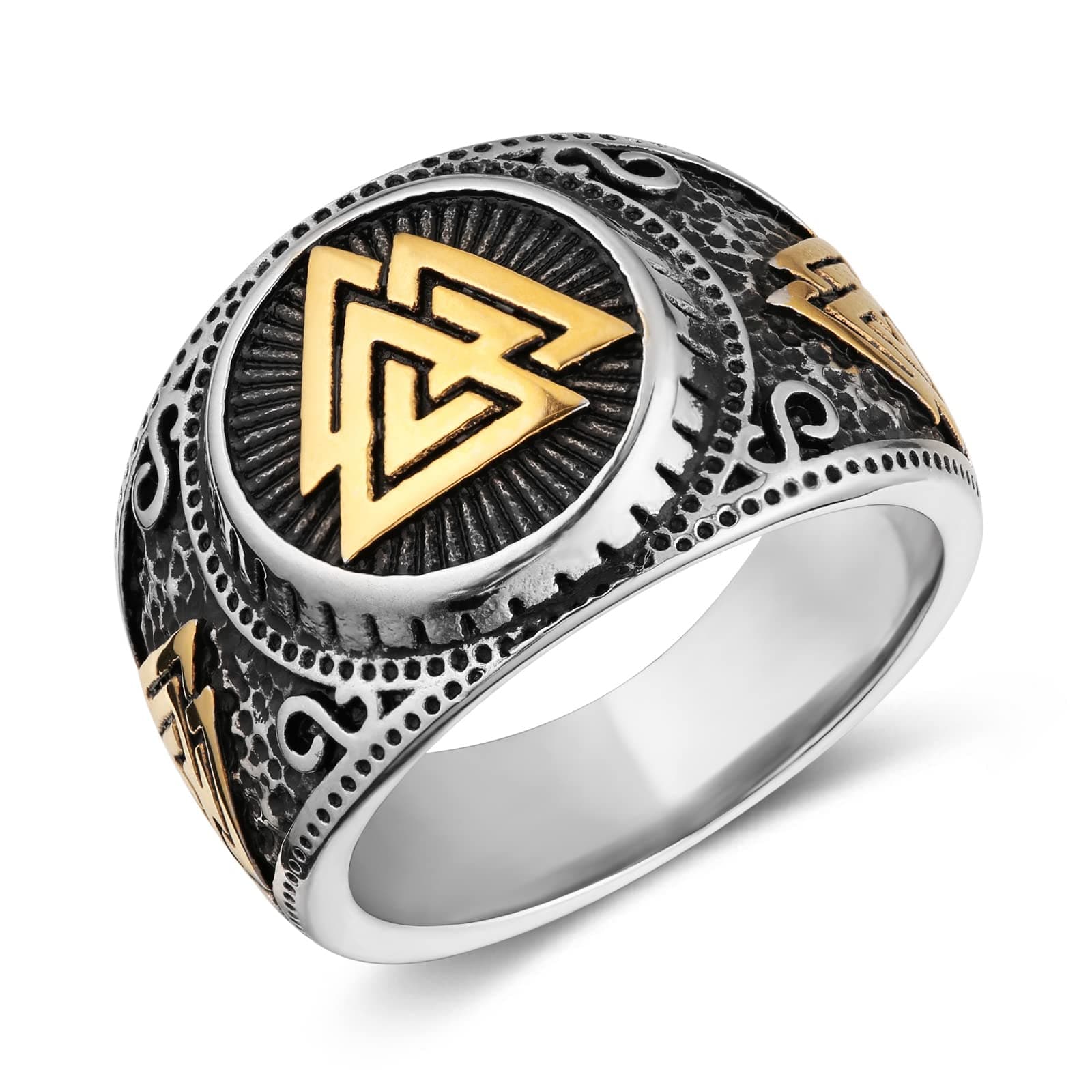 HZMAN Norse Viking Valknut Ring for Men Women Stainless SteelVintage Odin Symbol Warrior Amulet Ring Protection Jewelry Gift